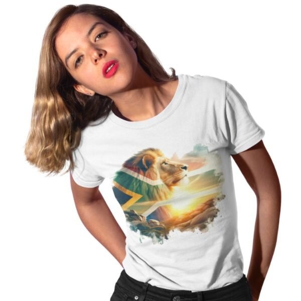 Lion With South African Flag