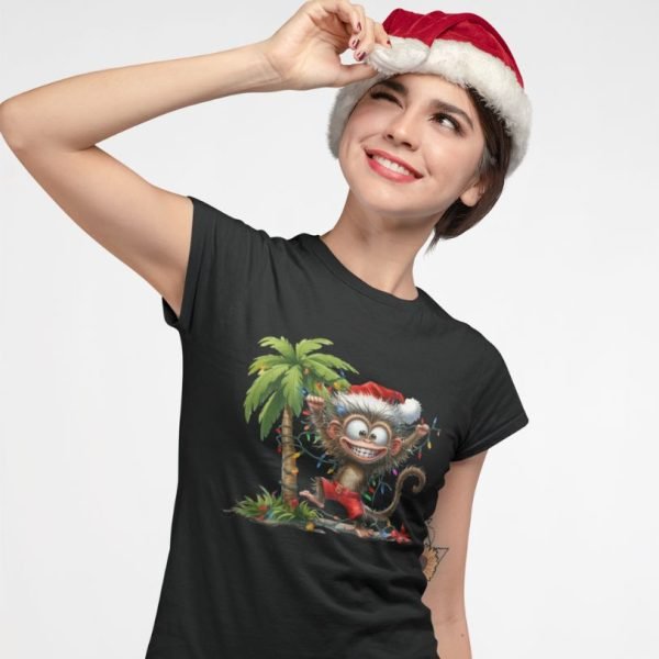 Christmas Monkey with Palm Tree & Lights